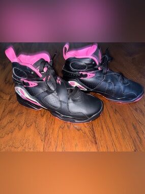 Jordan Black and Hot Pink High-Top Sneakers